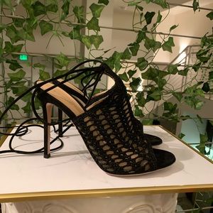 Black Knit Caged Heels by Gianvito Rossi